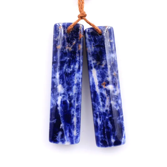 Drilled Natural Snow Mountain Sodalite Rectangle Earring Pair Matched Gemstone Bead Pair Natural Vibrant Blue Orange Stone Intrinsic Trading Earrings Drilled Natural Snow Mountain Sodalite Rectangle Earring Pair Matched Gemstone Bead Pair Natural Vibrant Blue Orange Stone Intrinsic Trading Earrings