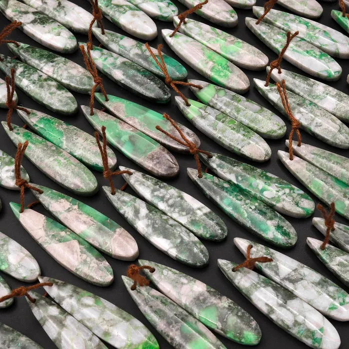 Drilled Utah Variscite Teardrop Earring Pair Matched Teardrop Cabochon Gemstone Beads Intrinsic Trading Earrings