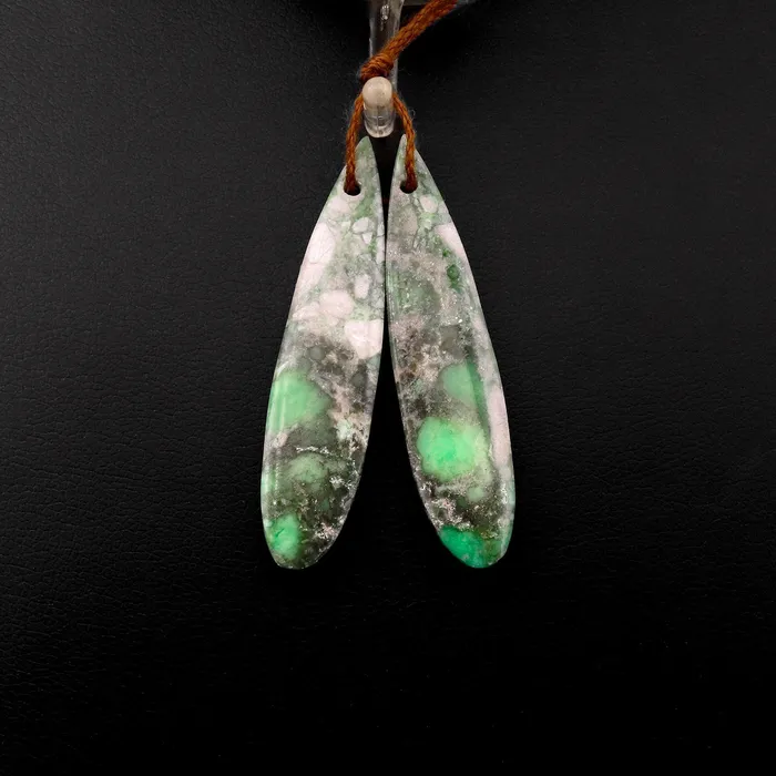 Drilled Utah Variscite Teardrop Earring Pair Matched Teardrop Cabochon Gemstone Beads Intrinsic Trading Earrings