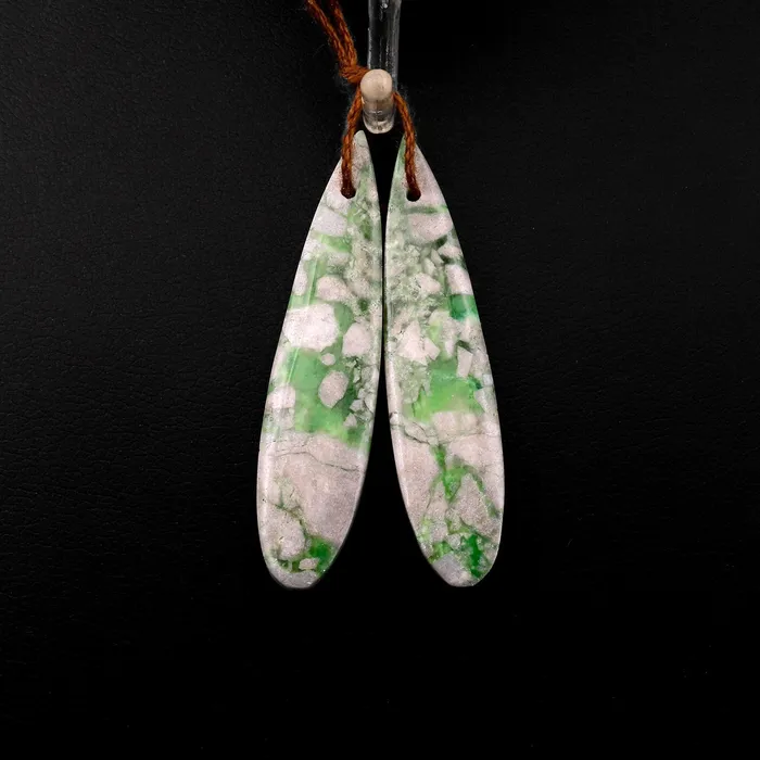 Drilled Utah Variscite Teardrop Earring Pair Matched Teardrop Cabochon Gemstone Beads Intrinsic Trading Earrings