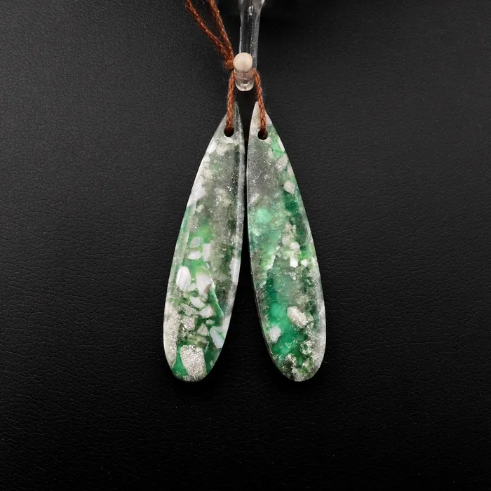 Drilled Utah Variscite Teardrop Earring Pair Matched Teardrop Cabochon Gemstone Beads Intrinsic Trading Earrings