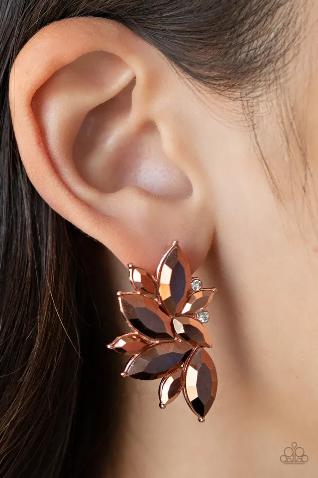 Earrings All Eyes On U Jewelry Paparazzi Accessories Instant Iridescence Copper Paparazzi Earrings