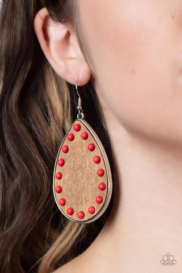 Earrings All Eyes On U Jewelry Paparazzi Accessories Rustic Refuge Red Paparazzi Earrings