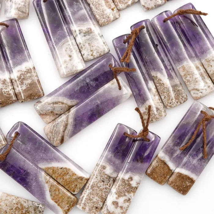 Earrings Intrinsic Trading Drilled Chevron Amethyst Earring Beads Pair Long Rectangle Cabochon Cab Pair Matched Earrings Pair Natural Purple Amethyst Earring