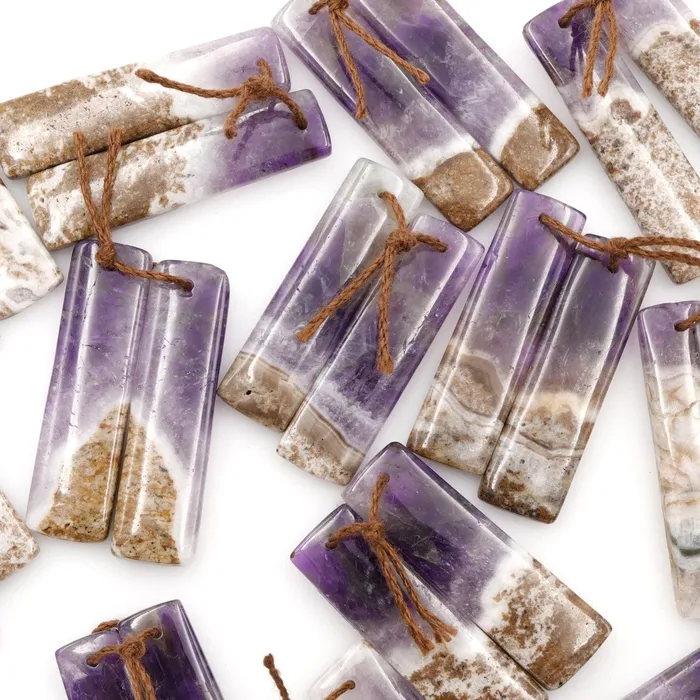 Earrings Intrinsic Trading Drilled Chevron Amethyst Earring Beads Pair Long Rectangle Cabochon Cab Pair Matched Earrings Pair Natural Purple Amethyst Earring