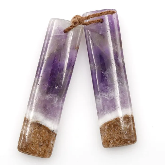 Earrings Intrinsic Trading Drilled Chevron Amethyst Earring Beads Pair Long Rectangle Cabochon Cab Pair Matched Earrings Pair Natural Purple Amethyst Earring
