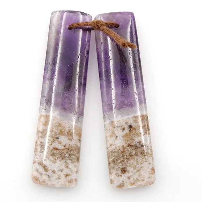 Earrings Intrinsic Trading Drilled Chevron Amethyst Earring Beads Pair Long Rectangle Cabochon Cab Pair Matched Earrings Pair Natural Purple Amethyst Earring