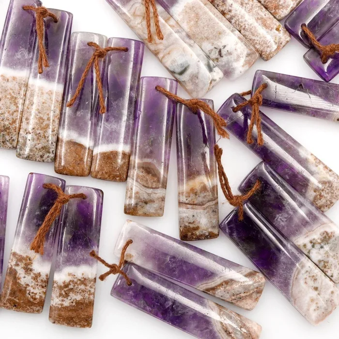Earrings Intrinsic Trading Drilled Chevron Amethyst Earring Beads Pair Long Rectangle Cabochon Cab Pair Matched Earrings Pair Natural Purple Amethyst Earring
