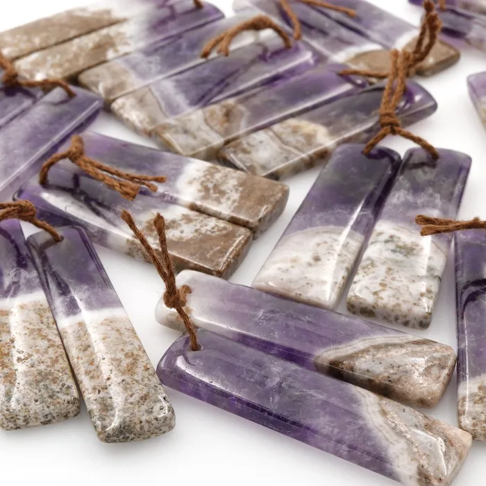 Earrings Intrinsic Trading Drilled Chevron Amethyst Earring Beads Pair Long Rectangle Cabochon Cab Pair Matched Earrings Pair Natural Purple Amethyst Earring