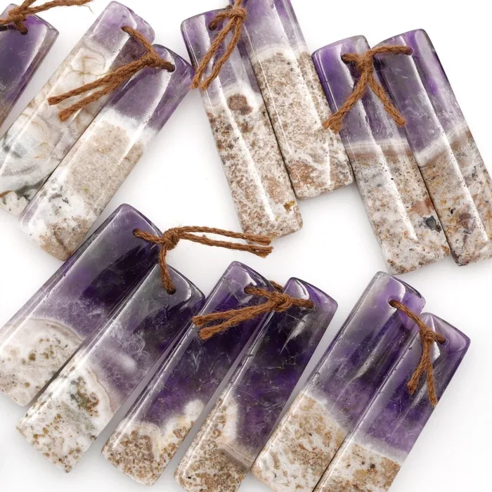 Earrings Intrinsic Trading Drilled Chevron Amethyst Earring Beads Pair Long Rectangle Cabochon Cab Pair Matched Earrings Pair Natural Purple Amethyst Earring
