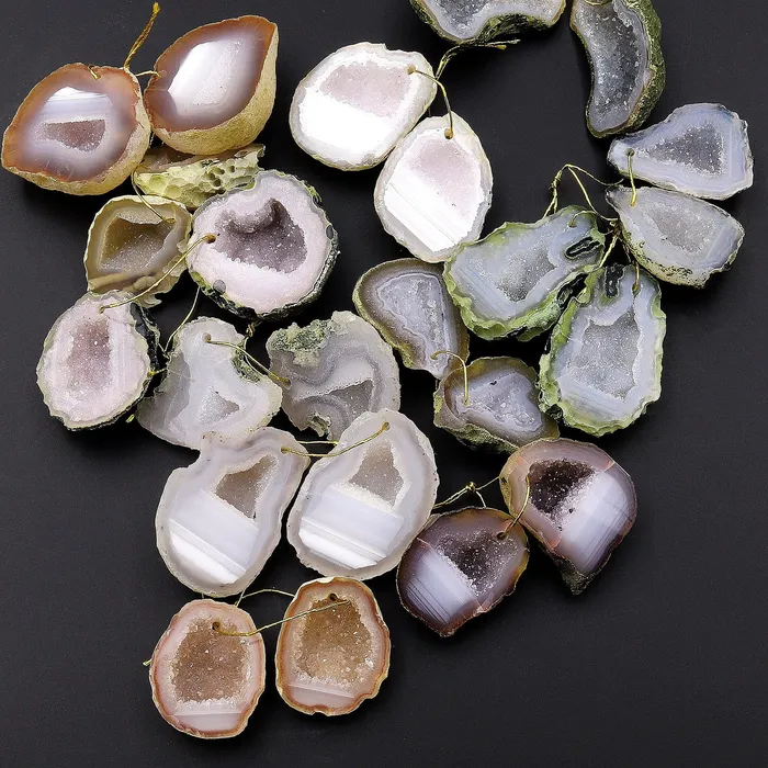 Earrings Intrinsic Trading Drilled Natural Tabasco Geode Earrings Pair Light Colored Druzy Drusy Agate Freeform Matched Gemstone Beads Earrings Intrinsic Trading Drilled Natural Tabasco Geode Earrings Pair Light Colored Druzy Drusy Agate Freeform Matched Gemstone Beads