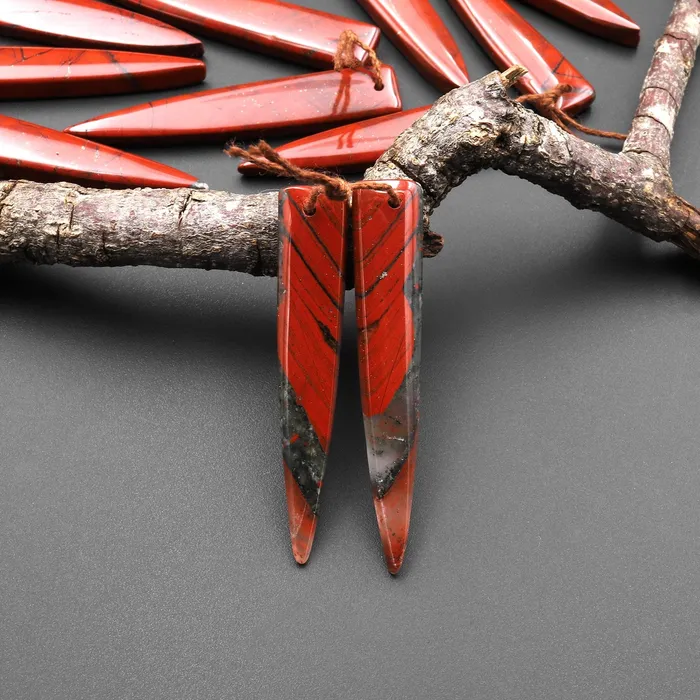 Earrings Intrinsic Trading Natural African Bloodstone Matched Dagger Triangle Spike Earring Beads Drilled Gemstone Pair A3 Earrings Intrinsic Trading Natural African Bloodstone Matched Dagger Triangle Spike Earring Beads Drilled Gemstone Pair A3