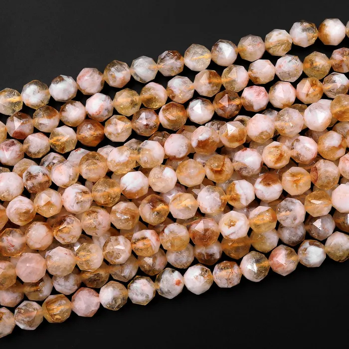Earrings Intrinsic Trading Natural Citrine Faceted 6mm 8mm 10mm Beads Geometric Double Hearted Star Cut Gemstone 155 Strand