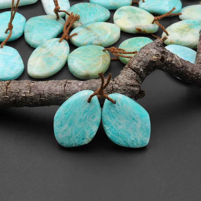 Earrings Intrinsic Trading Natural Madagascar Amazonite Freeform Earring Pair Drilled Matched Gemstone Beads A3 Earrings Intrinsic Trading Natural Madagascar Amazonite Freeform Earring Pair Drilled Matched Gemstone Beads A3