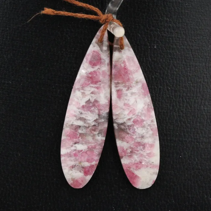 Earrings Intrinsic Trading Natural Pink Tourmaline in Quartz Teardrop Cabochon Cab Pair Drilled Matched Earring Pair