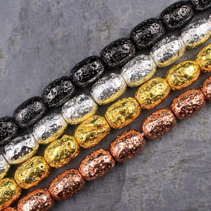 Earrings Intrinsic Trading Titanium Lava Drum Cylinder Tube Barrel Bead 14x10mm Natural Volcanic Rock Metallic Gold Silver Gunmetal Rose Gold Electroplated 155 Strand Earrings Intrinsic Trading Titanium Lava Drum Cylinder Tube Barrel Bead 14x10mm Natural Volcanic Rock Metallic Gold Silver Gunmetal Rose Gold Electroplated 155 Strand