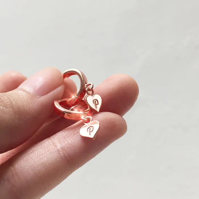 Earrings LOULOUROSE Heart Charm Hoop Earrings Earrings LOULOUROSE Heart Charm Hoop Earrings