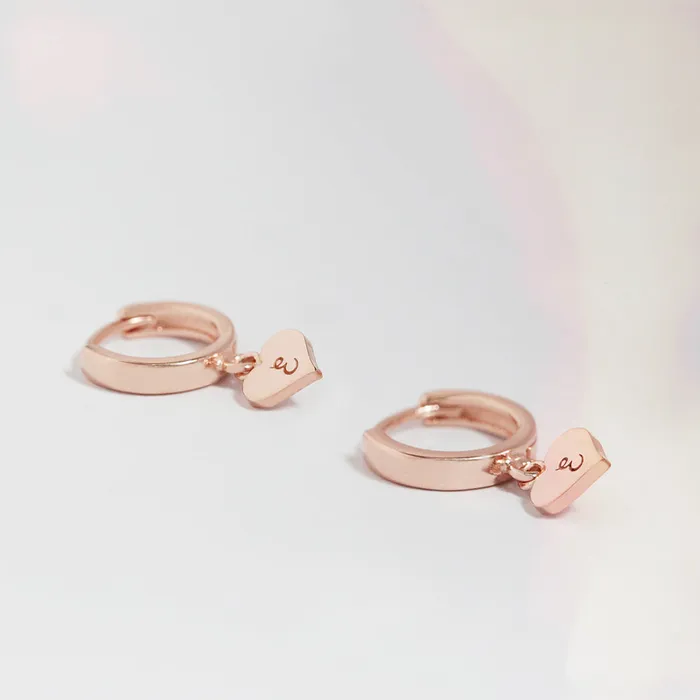 Earrings LOULOUROSE Heart Charm Hoop Earrings Earrings LOULOUROSE Heart Charm Hoop Earrings