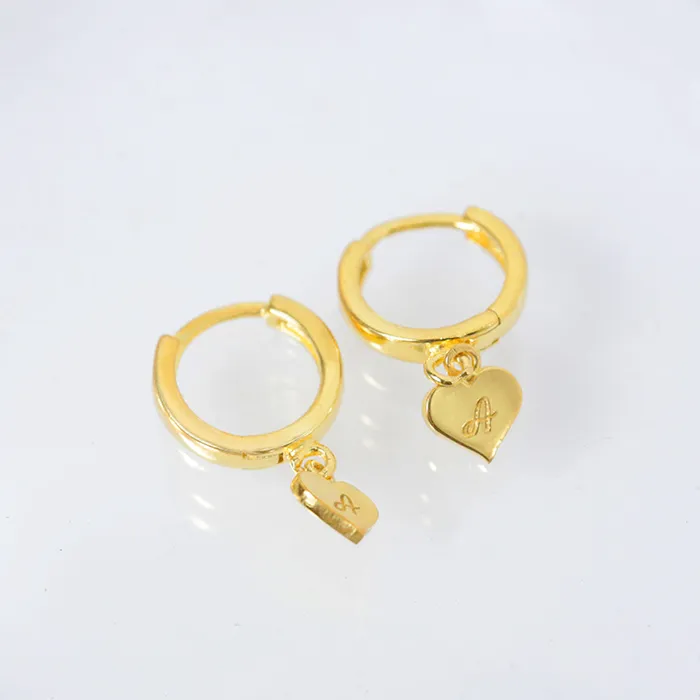 Earrings LOULOUROSE Heart Charm Hoop Earrings Earrings LOULOUROSE Heart Charm Hoop Earrings