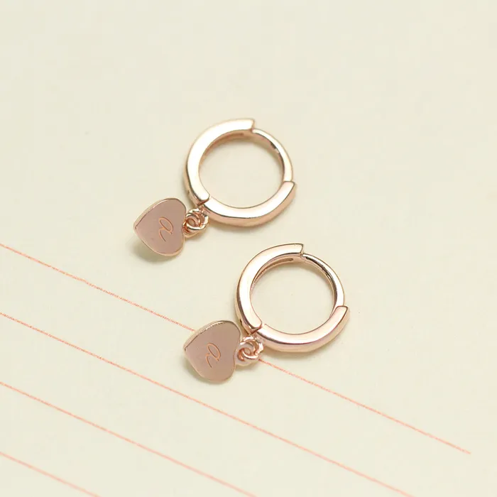 Earrings LOULOUROSE Heart Charm Hoop Earrings Earrings LOULOUROSE Heart Charm Hoop Earrings