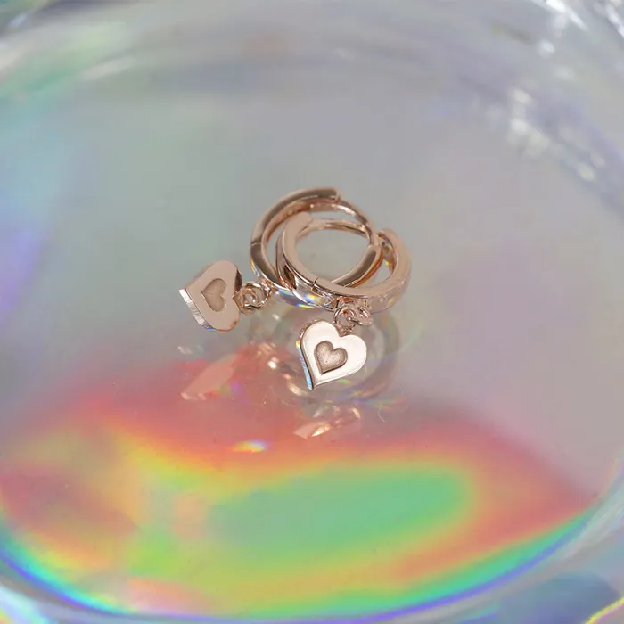 Earrings LOULOUROSE Heart Charm Hoop Earrings Earrings LOULOUROSE Heart Charm Hoop Earrings