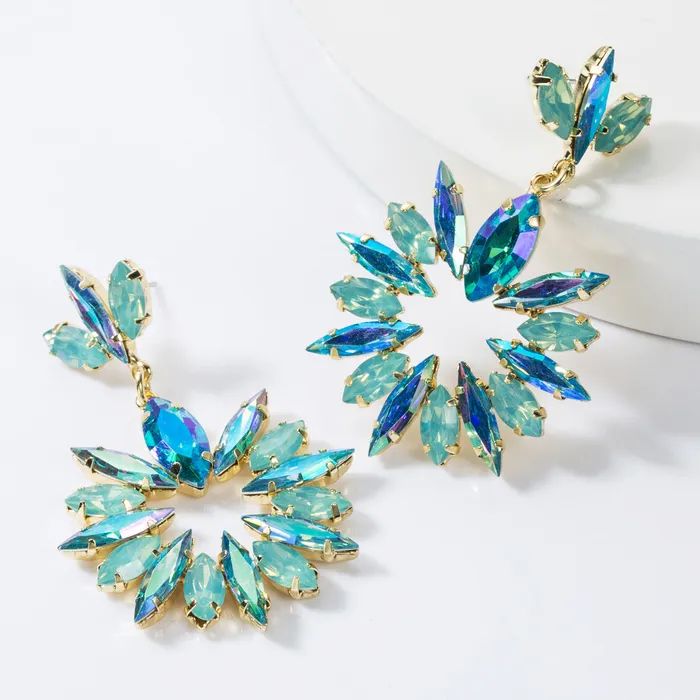 Earrings Refined by AnnaKaci Beautiful Dangle Long Almond Shaped Crystals Earrings
