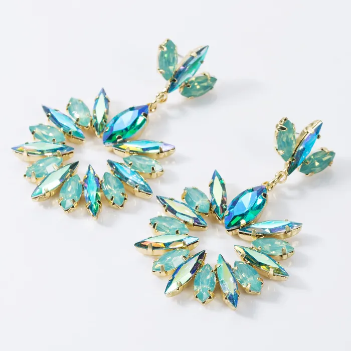 Earrings Refined by AnnaKaci Beautiful Dangle Long Almond Shaped Crystals Earrings Earrings Refined by AnnaKaci Beautiful Dangle Long Almond Shaped Crystals Earrings