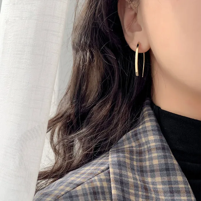 Earrings Refined by AnnaKaci Gold Simplistic Curved Retro Earrings Earrings Refined by AnnaKaci Gold Simplistic Curved Retro Earrings