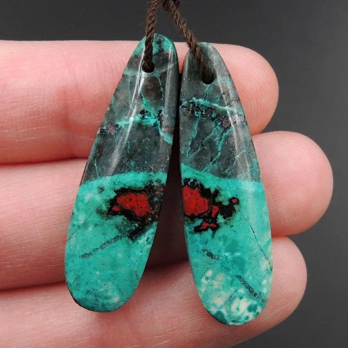 Earrings Sonora Sunrise Cuprite Oval Teardrop Cabochon Cab Pair Drilled Gemstone Pair Matched Earrings Bead Pair Natural Gemstone E3014 Intrinsic Trading