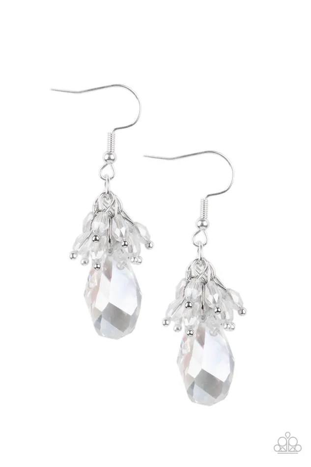 Earrings Well Versed in Sparkle White Paparazzi Earrings All Eyes On U Jewelry Paparazzi Accessories