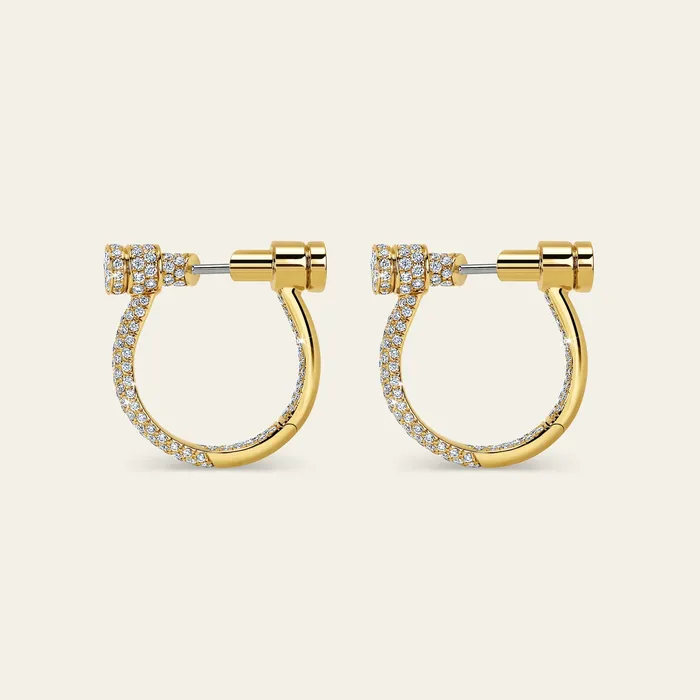 Estribo Earrings Hand crafted in 18k yellow gold and set with highquality round brilliantcut white diamonds Earrings Estribo Earrings Hand crafted in 18k yellow gold and set with highquality round brilliantcut white diamonds Earrings