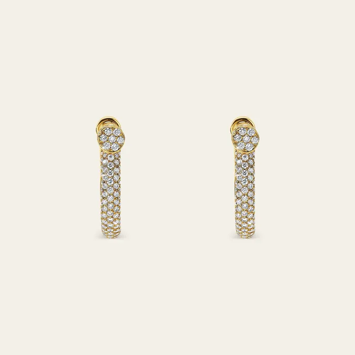 Estribo Earrings Hand crafted in 18k yellow gold and set with highquality round brilliantcut white diamonds Earrings