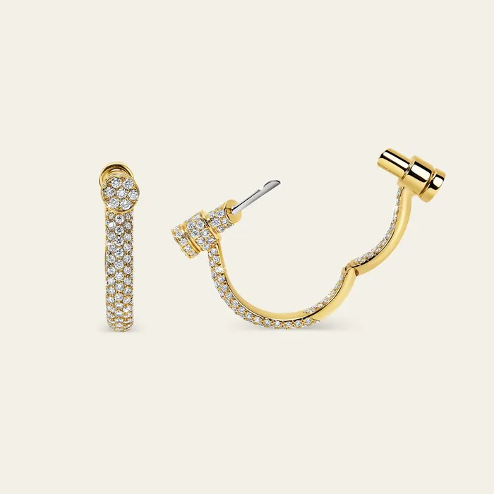 Estribo Earrings Hand crafted in 18k yellow gold and set with highquality round brilliantcut white diamonds Earrings