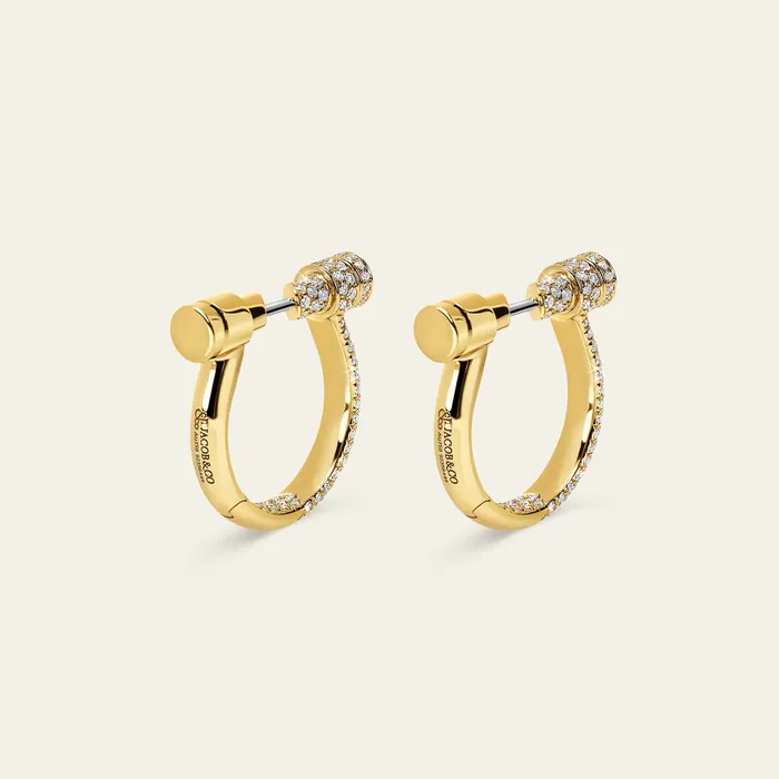 Estribo Earrings Hand crafted in 18k yellow gold and set with highquality round brilliantcut white diamonds Earrings