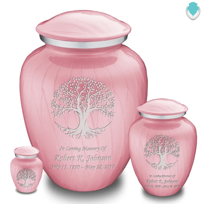 GetUrns Necklaces Keepsake Embrace Pearl Light Pink Tree of Life Cremation Urn