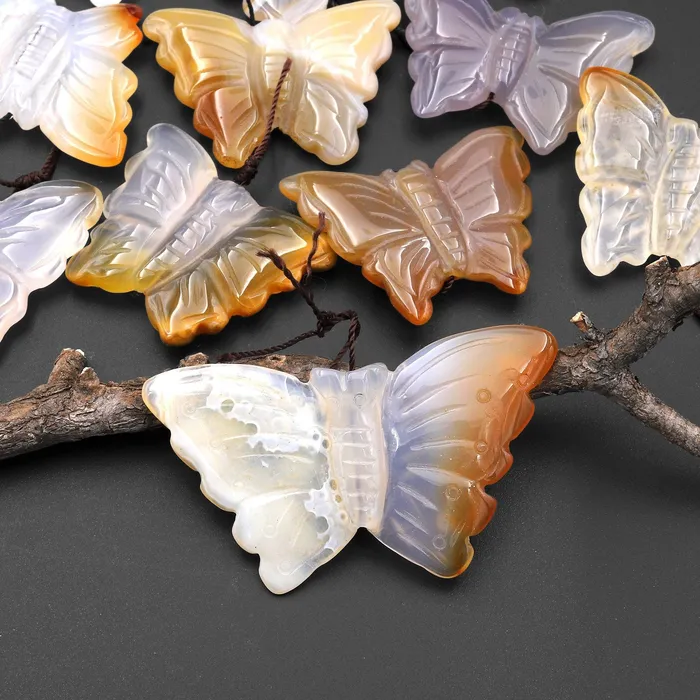 Hand Carved Natural Carnelian Agate Butterfly Pendant Vertically Drilled Gemstone Focal Bead A1 Intrinsic Trading Necklaces Hand Carved Natural Carnelian Agate Butterfly Pendant Vertically Drilled Gemstone Focal Bead A1 Intrinsic Trading Necklaces