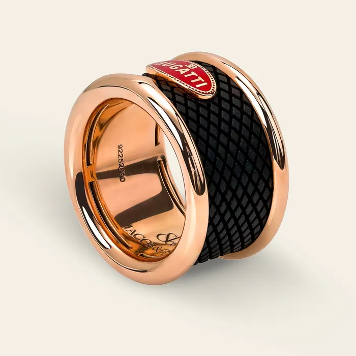 Hand crafted in 18k rose gold titanium Rings Bugatti Ring