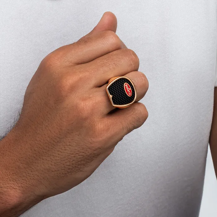 Hand crafted in 18k rose gold titanium Rings Bugatti Ring