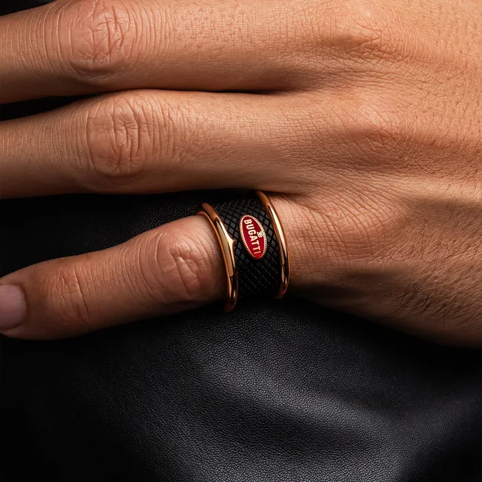 Hand crafted in 18k rose gold titanium Rings Bugatti Ring