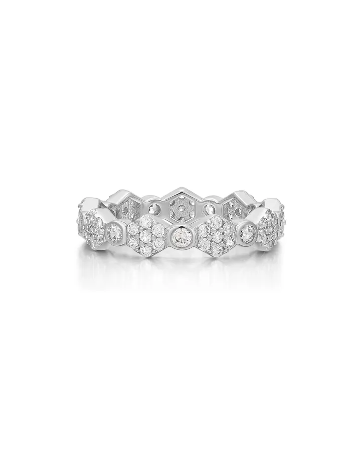 Hex Pave Disc Ring Silver Luv Aj Rings