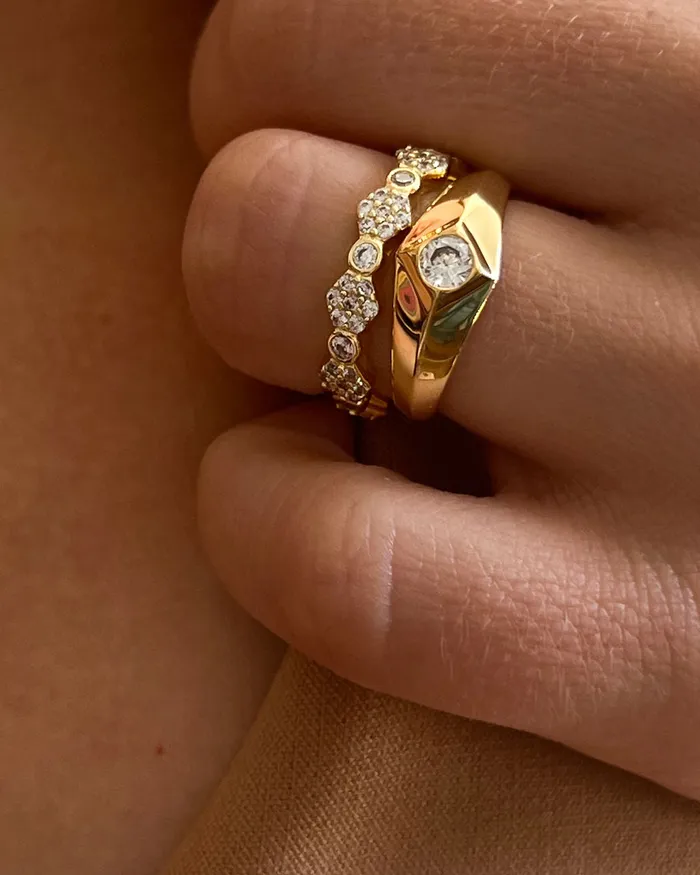 Hex Pave Disc Ring Silver Luv Aj Rings Hex Pave Disc Ring Silver Luv Aj Rings