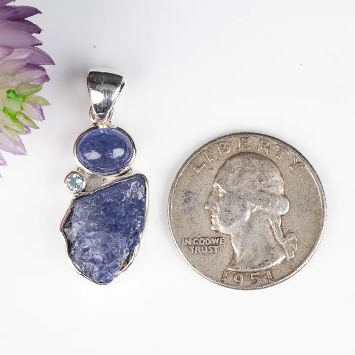 InnerVision Crystals Necklaces Tanzanite Blue Topaz Pendant 542 g 34x13mm 925 Silver