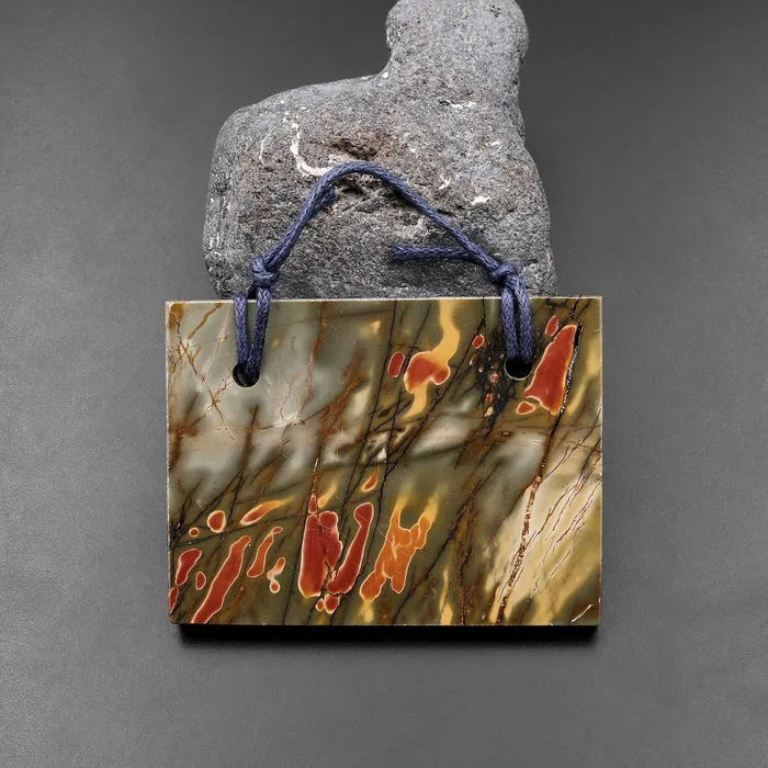 Intrinsic Trading 2 Hole Pendant Natural Red Creek Jasper Flat Rectangle Multicolor Picasso Jasper A2 Necklaces Intrinsic Trading 2 Hole Pendant Natural Red Creek Jasper Flat Rectangle Multicolor Picasso Jasper A2 Necklaces