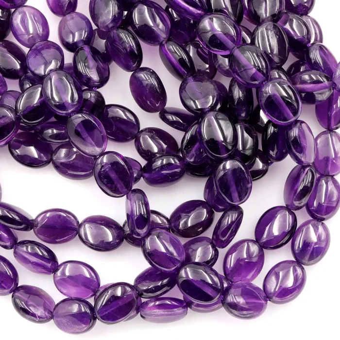 Intrinsic Trading AA Natural Amethyst Oval Beads 10mm x 8mm Smooth Nugget Good For Earrings Genuine Real Rich Purple Amethyst Gemstone Beads 16 Strand Earrings