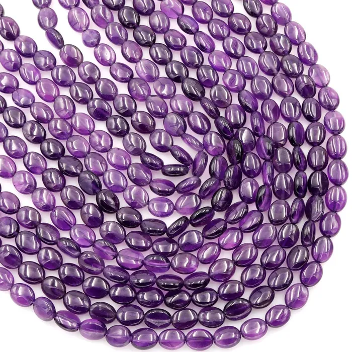 Intrinsic Trading AA Natural Amethyst Oval Beads 10mm x 8mm Smooth Nugget Good For Earrings Genuine Real Rich Purple Amethyst Gemstone Beads 16 Strand Earrings