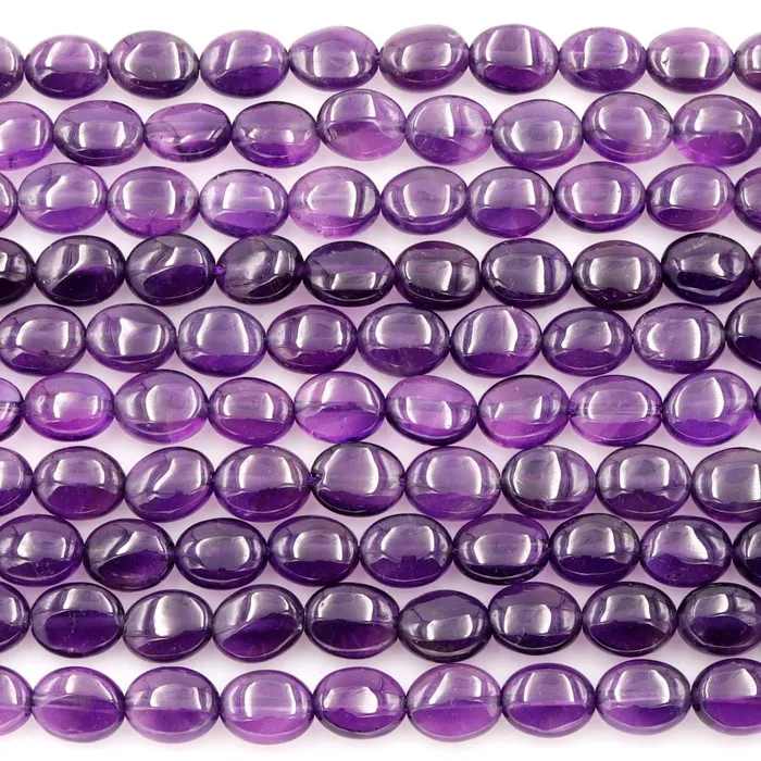 Intrinsic Trading AA Natural Amethyst Oval Beads 10mm x 8mm Smooth Nugget Good For Earrings Genuine Real Rich Purple Amethyst Gemstone Beads 16 Strand Earrings
