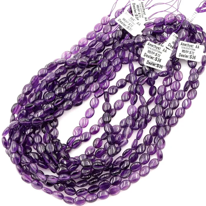Intrinsic Trading AA Natural Amethyst Oval Beads 10mm x 8mm Smooth Nugget Good For Earrings Genuine Real Rich Purple Amethyst Gemstone Beads 16 Strand Earrings