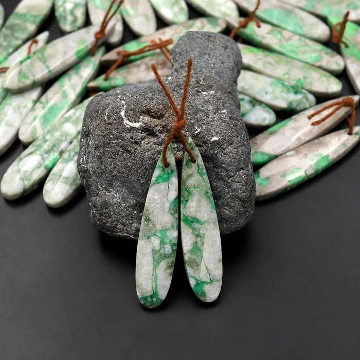 Intrinsic Trading Earrings Drilled Natural Utah Variscite Long Teardrop Earring Pair Matched Cabochon Gemstone Beads Intrinsic Trading Earrings Drilled Natural Utah Variscite Long Teardrop Earring Pair Matched Cabochon Gemstone Beads