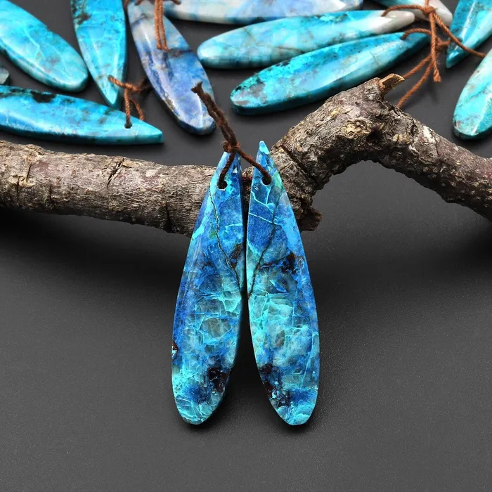 Intrinsic Trading Earrings Natural Blue Green Azurite Chrysocolla Teardrop Earring Pair Matched Drilled Cabochon Gemstone Beads A9 Intrinsic Trading Earrings Natural Blue Green Azurite Chrysocolla Teardrop Earring Pair Matched Drilled Cabochon Gemstone Beads A9