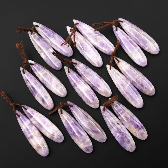 Intrinsic Trading Earrings Natural Lilac Amethyst Earring Pair Teardrop Matched Gemstone Beads